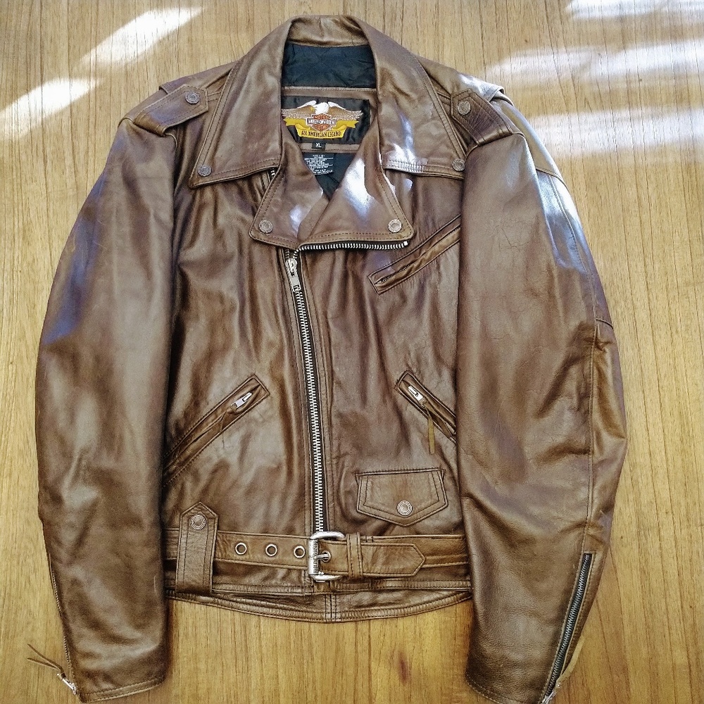 Harley-Davidson Shovelhead Brown Leather Jacket XL